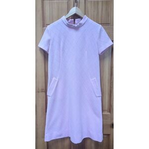 Vtg 🩷 Ann Colby Sz M Shirt Dress 1970s/1960s Mock Collar Pockets Short Sleeve